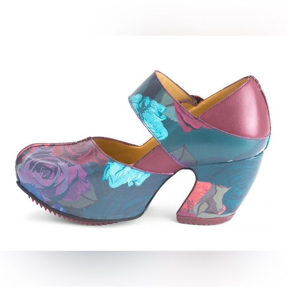 John Fluevog Prepare Leader Platform Mary Jane Heels Floral Size 6 - Picture 4 of 16